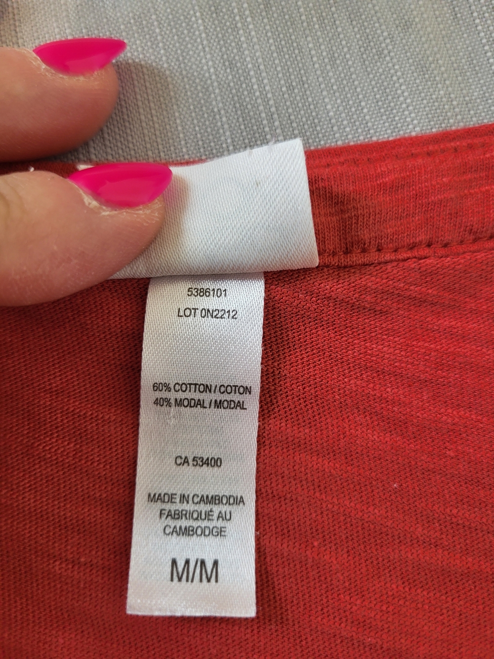 Short Sleeve Coral Henley Tee, Size Medium - Picture 4 of 5